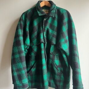 PIONEER Men's Green and Black Plaid Jacket